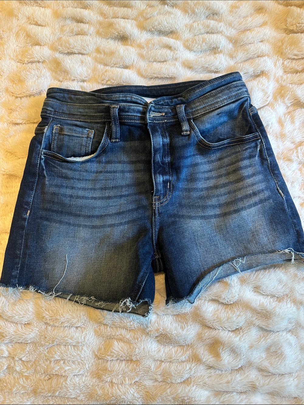 KanCan Dark Blue Distressed Denim Shorts